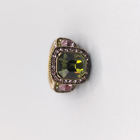 Heidi Daus| Bronze Toned Multicolored Green and Pink Crystal Ring - Picture 5 of 12